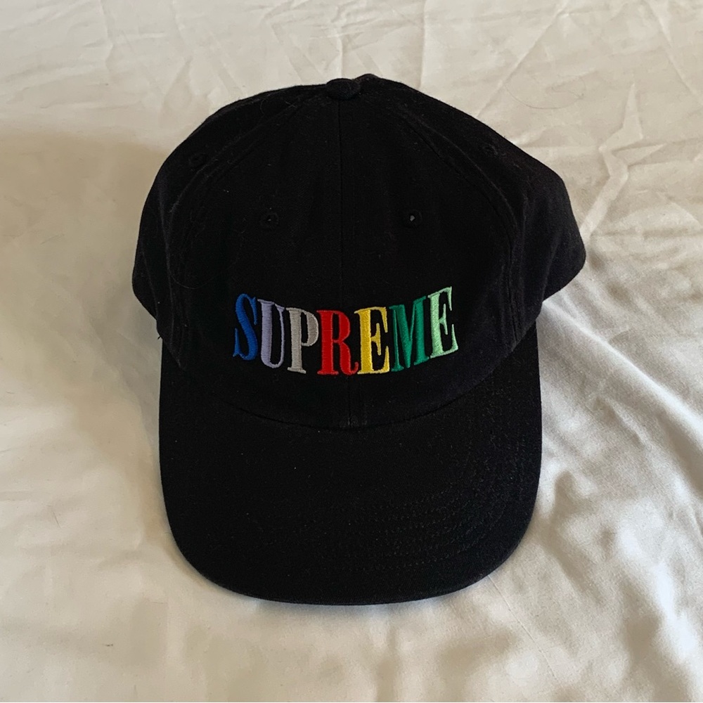 Supreme Black Cap with Multicolor Logo